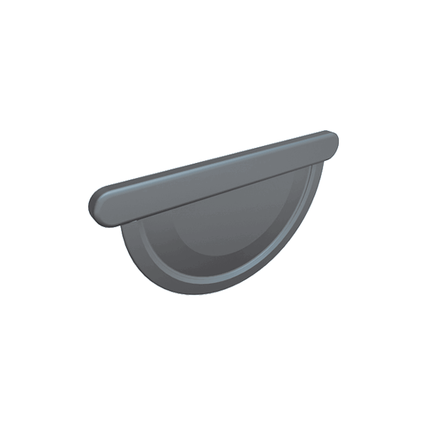 Заглушка полукруглого желоба универсальная 333 мм, алюминий, Темно-серый RAL 7016, Prefa