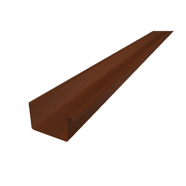 Желоб прямоугольный 3 м  для квадратного водостока, алюминий, Коричневый, Prefa